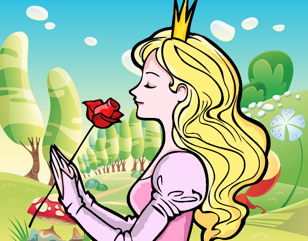 Desenho Princesa e rosa pintado por GabyFox