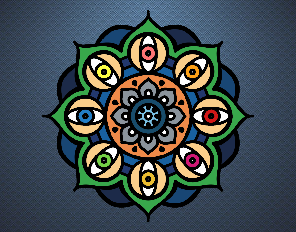 Desenho Mandala olhos pintado por VanVieira