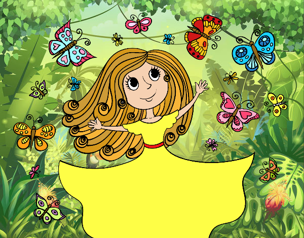 Desenho Princesa borboletas pintado por Craudia