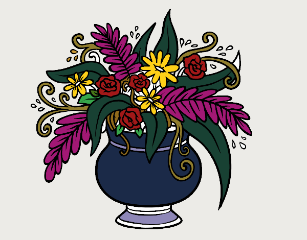 Desenho Um vaso com flores pintado por luzinda