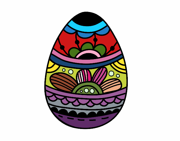 Desenho Ovo da Páscoa com estampa floral pintado por Enzolin