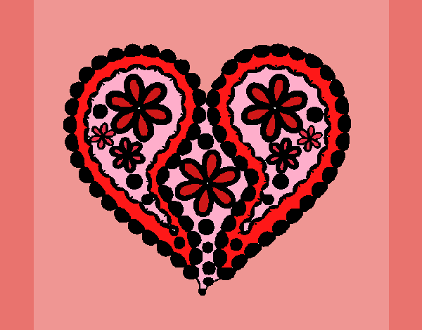 Desenho Coração de flores pintado por Craudia