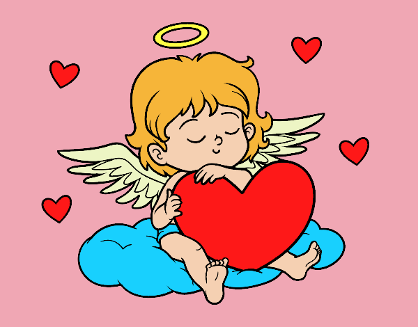 Desenho Cupido com coração pintado por vanalb