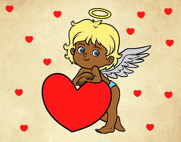 Desenho Cupido e um coração pintado por vanalb