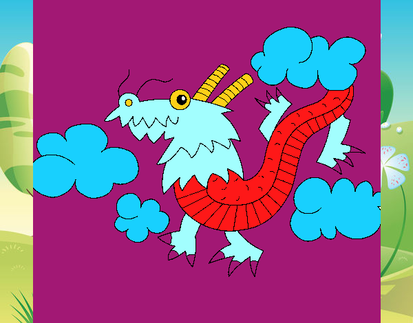 Desenho Dragão chinês pintado por Enzolin