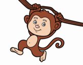 Desenho Macaco pendurado em um galho pintado por carolina22