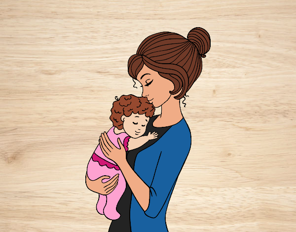 Desenho Mãe levando o bebê pintado por vanalb