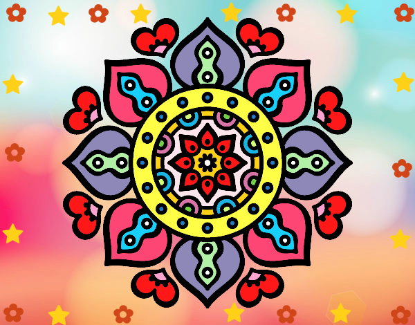 Desenho Mandala Corações árabes pintado por Crismayumi