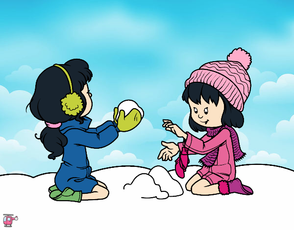 Desenho Meninas que jogam com neve pintado por vanalb