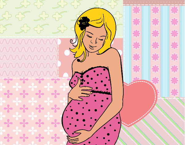 Desenho Mulher gravida feliz pintado por vanalb