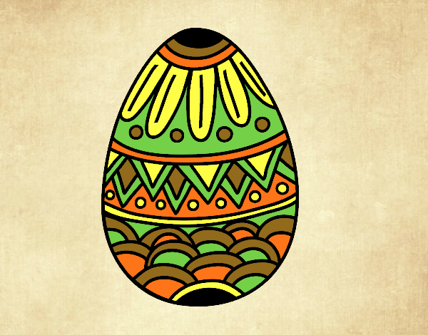 Desenho  Ovo da páscoa decorado com estampagem pintado por Craudia