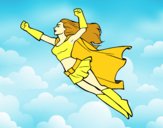 Desenho Super girl voador pintado por Andressaxp