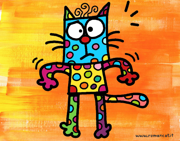 Desenho Um gato com bolinhas pintado por VanVieira
