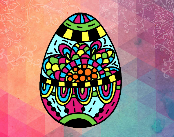 Desenho Um ovo de páscoa floral pintado por Craudia