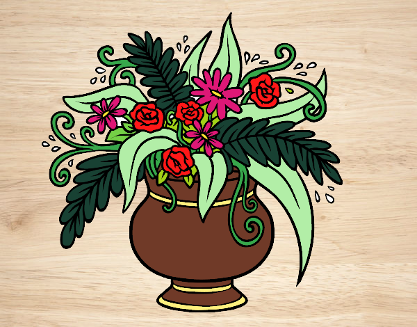 Desenho Um vaso com flores pintado por vanalb