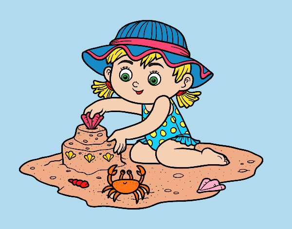 Desenho Uma menina que joga na praia pintado por vanalb