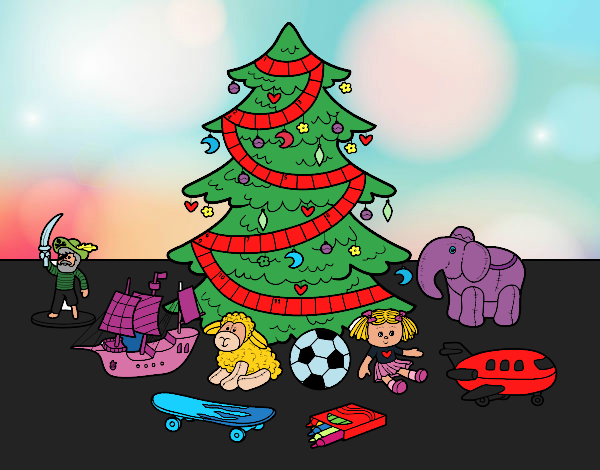 Desenho Árvore de Natal e brinquedos pintado por vanalb