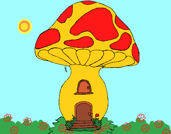 Desenho de Casa cogumelo pintado e colorido por Usuário não registrado o  dia 24 de Novembro do 2009