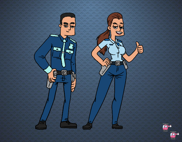 Desenho dois policiais pintado por vanalb