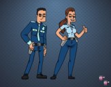Desenho dois policiais pintado por vanalb