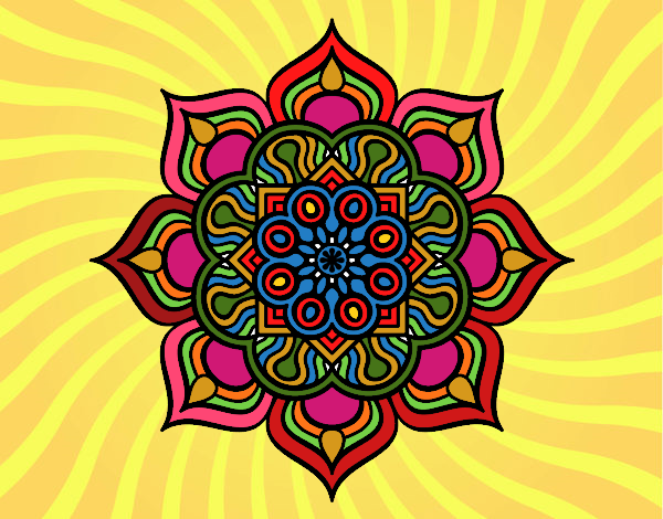 Desenho Mandala flor de fogo pintado por orandi