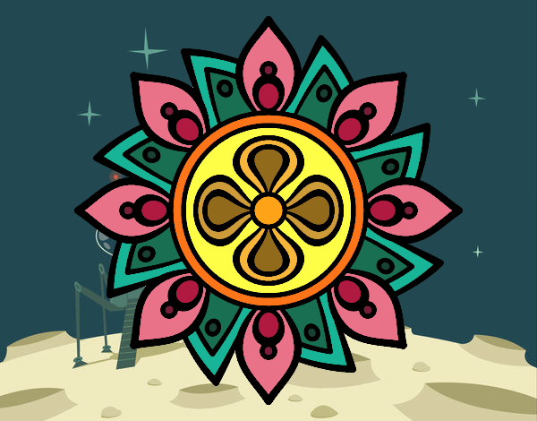 Desenho Mandala flor simple pintado por Smoky