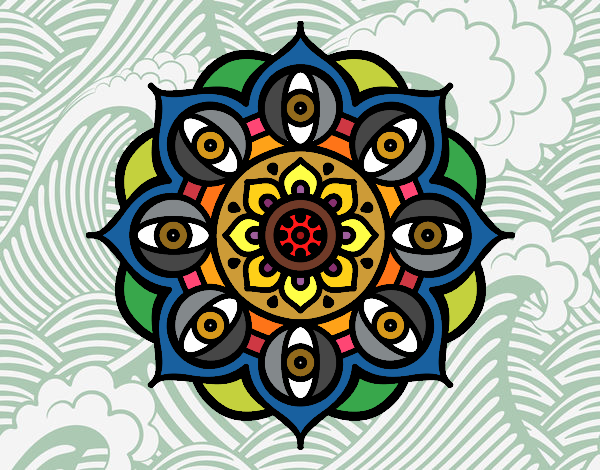 Desenho Mandala olhos pintado por Smoky
