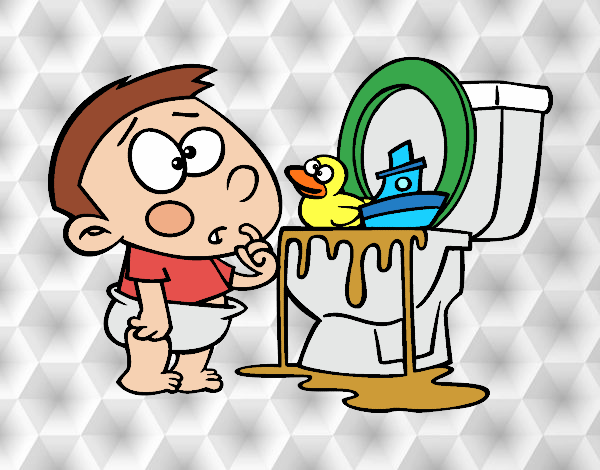 Desenho Menino no um vaso sanitário pintado por Craudia