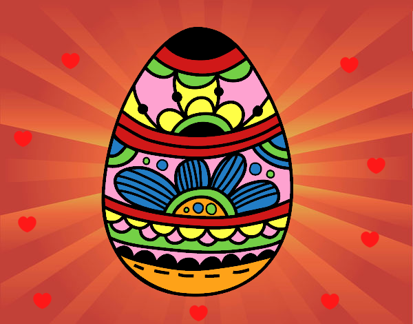 Desenho Ovo da Páscoa com estampa floral pintado por NahAraujo