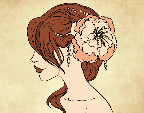 Desenho Penteado de casamento com flor pintado por Patricia99