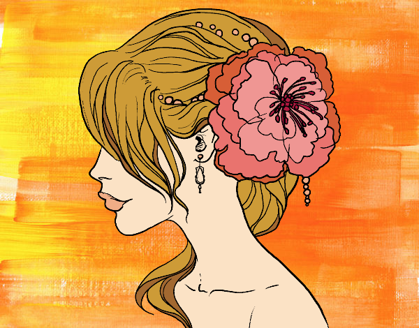 Desenho Penteado de casamento com flor pintado por Patricia99