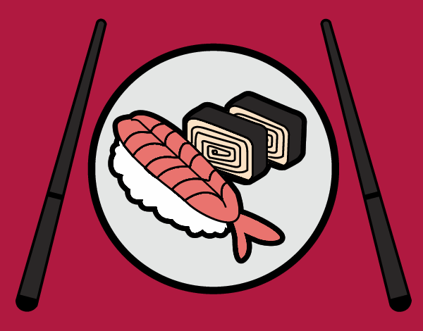 Desenho Placa de Sushi pintado por GAIBS