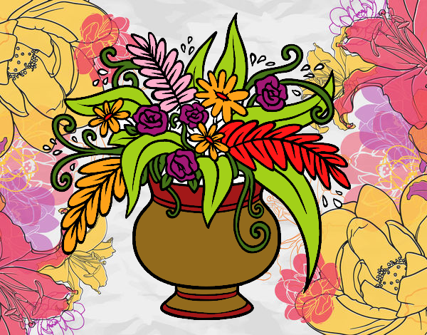 Desenho Um vaso com flores pintado por orandi