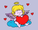 Desenho Cupido com coração pintado por ceciliaz