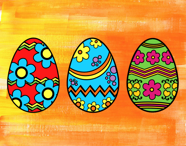 Desenho Três ovos de Páscoa pintado por Craudia