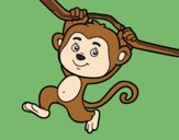 Desenho Macaco pendurado em um galho pintado por luh_32