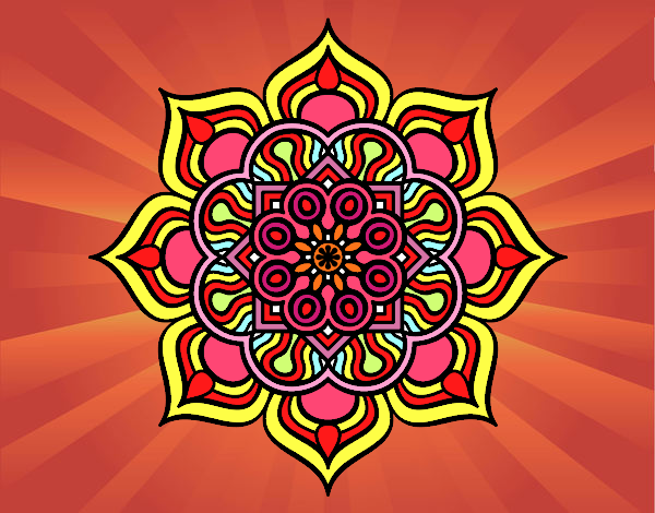 Desenho Mandala flor de fogo pintado por FranCamar