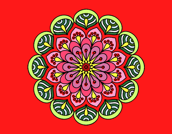 Desenho Mandala flor e folhas  pintado por FranCamar