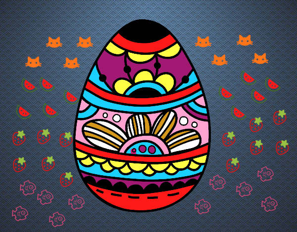 Desenho Ovo da Páscoa com estampa floral pintado por FranCamar