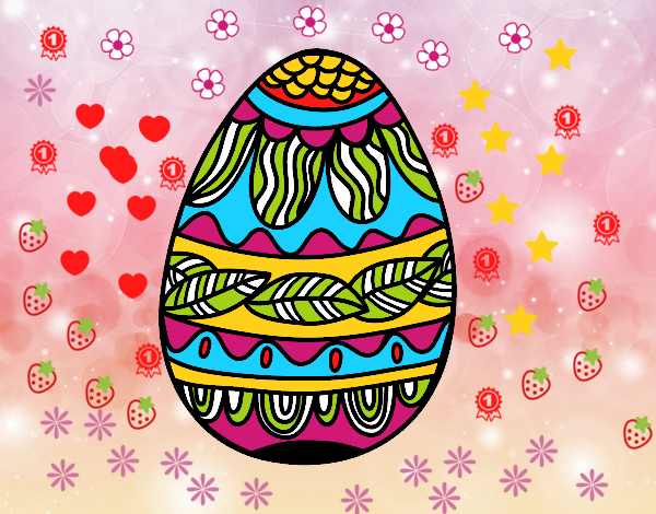Desenho Ovo de Páscoacom teste padrão vegetal pintado por FranCamar