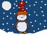 Desenho Pinguim com chapéu do inverno pintado por Emillie