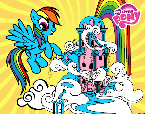 Desenho Rainbow Dash palácio pintado por WalVivi