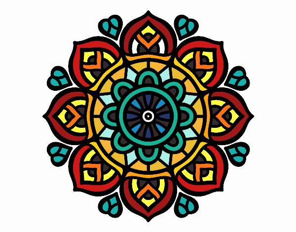 Desenho Mandala para a concentração mental pintado por teia72