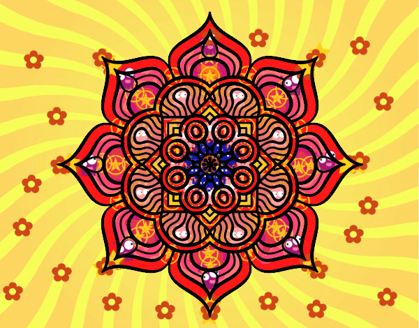 Desenho Mandala flor de fogo pintado por ceciliaz