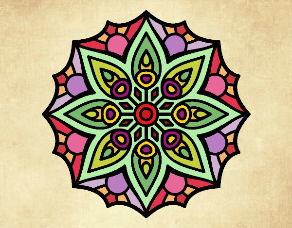 Desenho Mandala simetria simples pintado por leinha