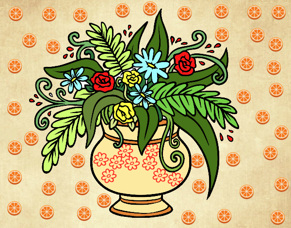 Desenho Um vaso com flores pintado por Sil