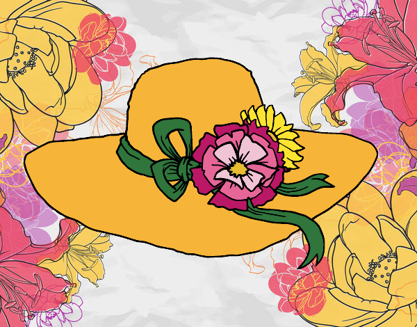 Desenho Chapéu por flores pintado por Craudia