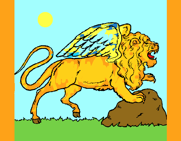Desenho Leão alado pintado por ceciliaz