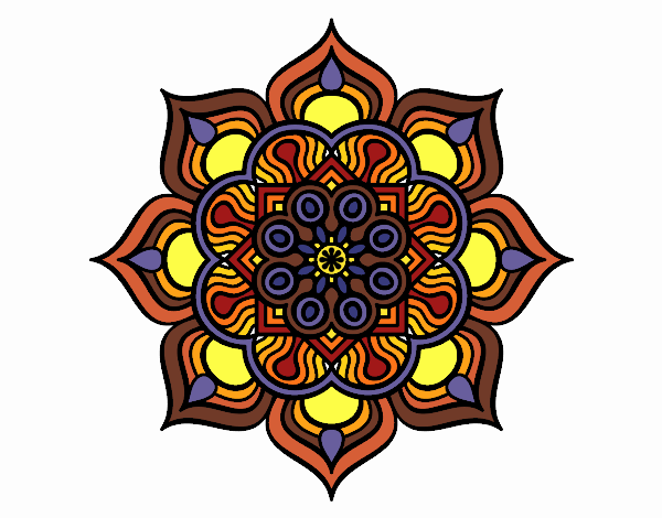Desenho Mandala flor de fogo pintado por teia72