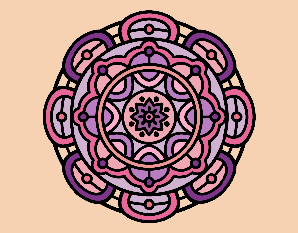 Desenho Mandala para relaxamento mental pintado por leinha